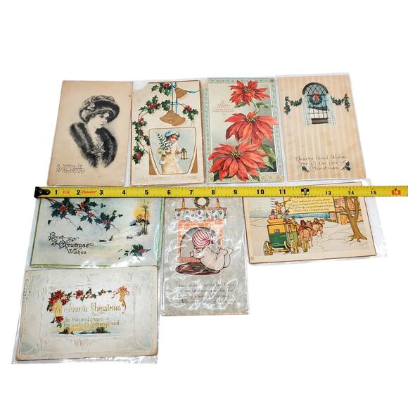 Junk Drawer Lot of 8 Vtg Christmas Postcards Holiday 5.5" x 3.5" - Picture 3 of 5